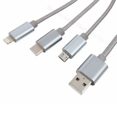 3 in 1 Nylon Braided USB Charger Cable